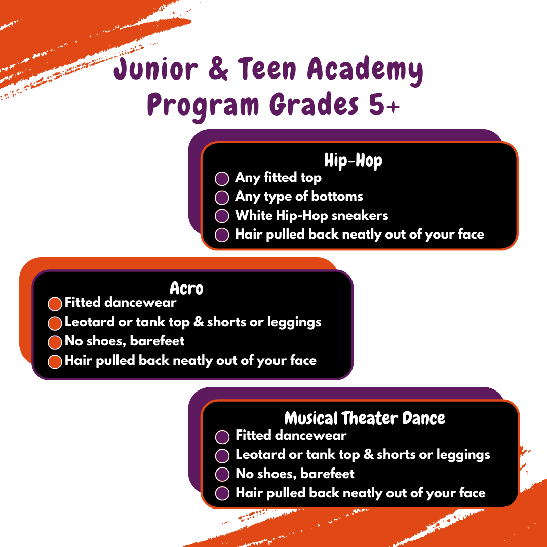 Junior & Teen Academy Program Dress Code